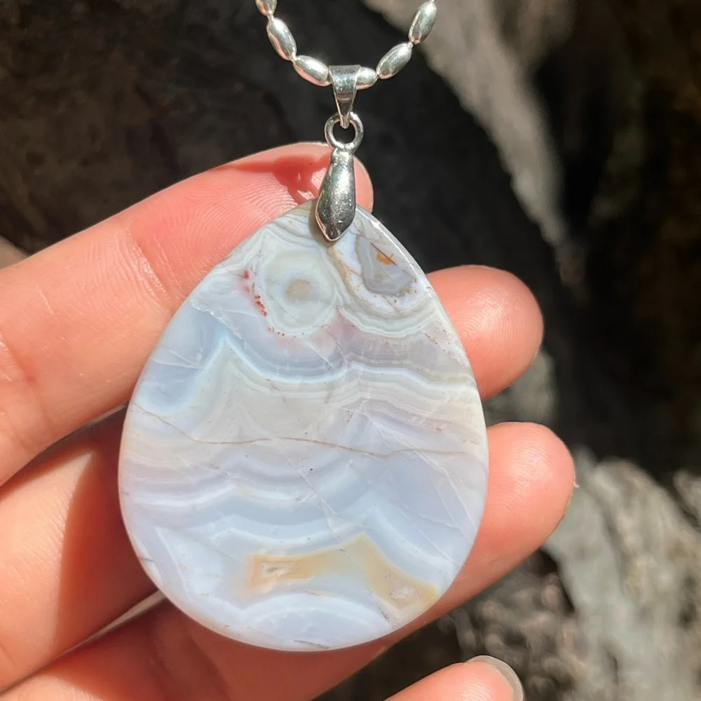 Silver plated teardrop druzy dream‎ amethyst pendant 0343